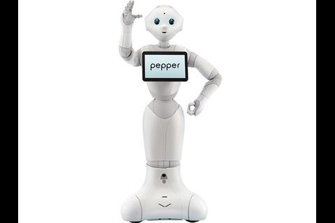 The robots are from Aldebaran's Pepper range.
